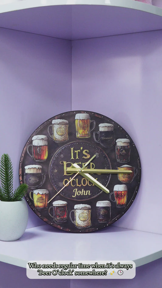 It's Beer O'clock - Personalized Beer Wall Clock