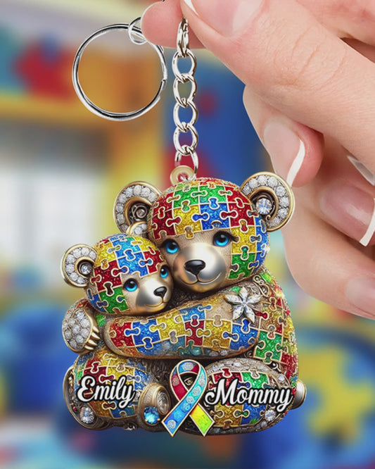 Mama Bear - Personalized Autism Awareness Keychain