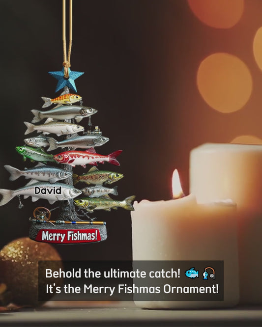 Merry Fishmas - Personalized Fishing Ornament