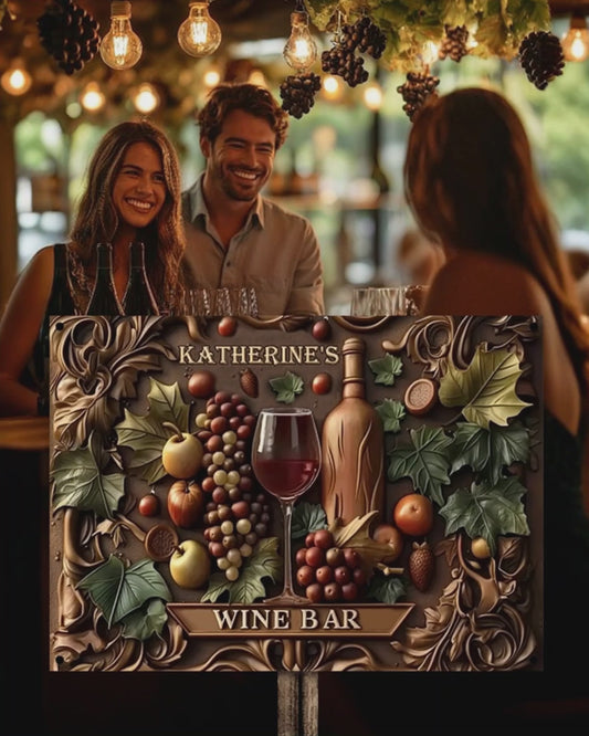 Welcome To The Wine Bar - Personalized Wine Rectangle Metal Sign
