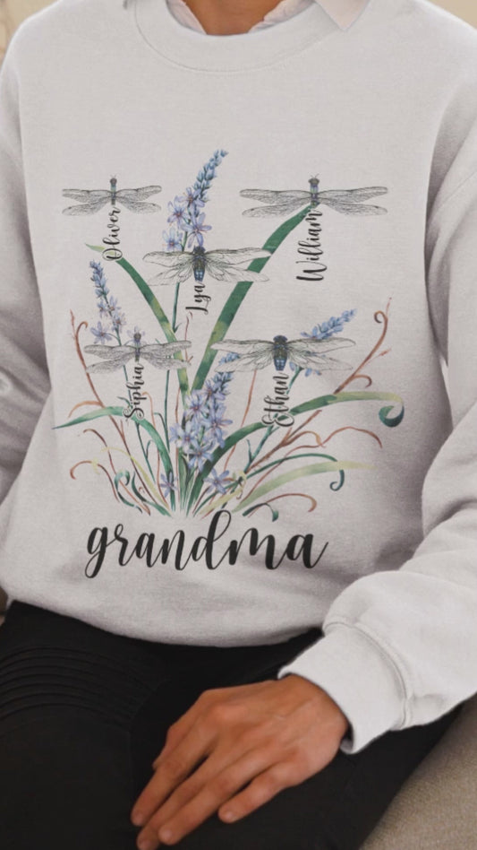 Grandma Mother Dragonfly - Personalized Grandma T-shirt And Hoodie