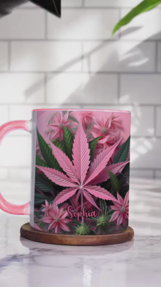 Pink Stoner Chick - Personalized Weed Accent Mug