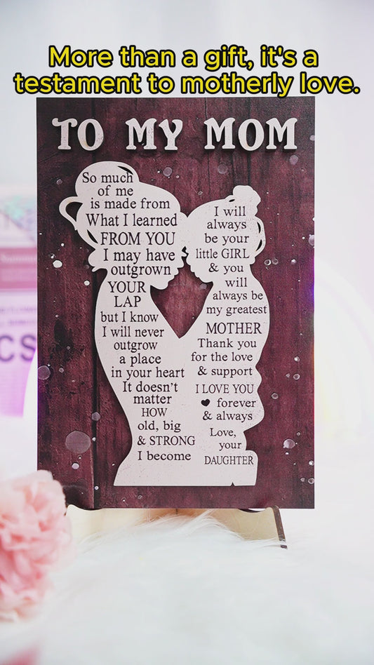 To My Mom Mother And Kid Silhouette - Personalized Mother 2 Layered Wood Sign / Wood Plaque
