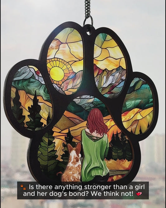 A Girl And Her Dog A Bond That Can't Be Broken - Personalized Dog 2 Layered Window Hanging Suncatcher