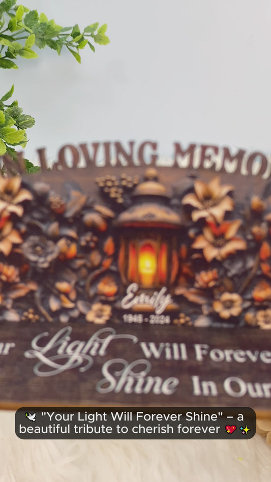 Your Light Will Always Shine In Our Hearts - Personalized Memorial Wooden Bench