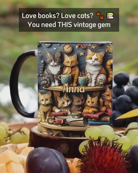 Just Love Cats Vintage Style - Personalized Cat Accent Mug