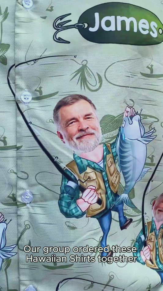 Funny Caricature Face - Personalized Fishing Hawaiian Shirt