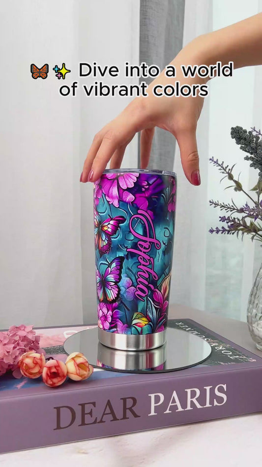 Beautiful Butterflies - Personalized Butterfly Tumbler