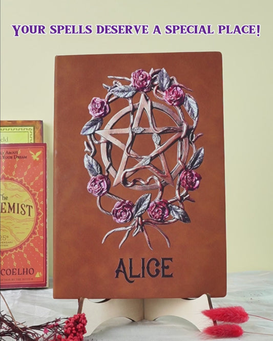 Mystical Witch Ancient Roses - Personalized Witch Leather Journal