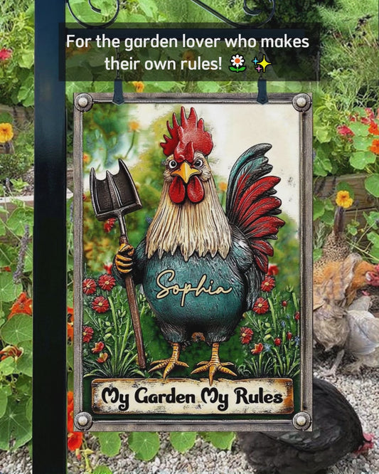 My Garden My Rules - Personalized Gardening Rectangle Metal Sign