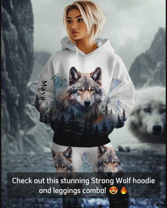 Strong Wolf - Personalized Wolf Hoodie and Leggings