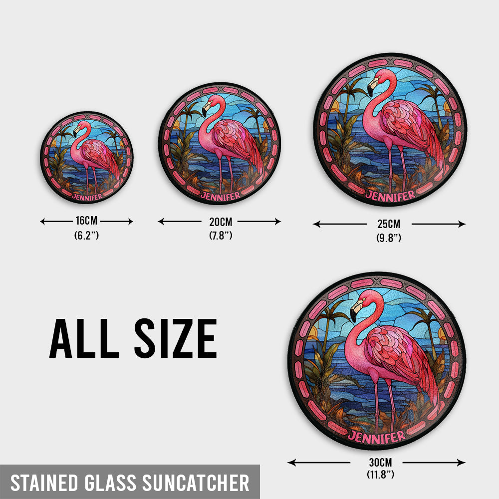 Love Flamingos - Personalized Flamingo Window Hanging Suncatcher Ornament