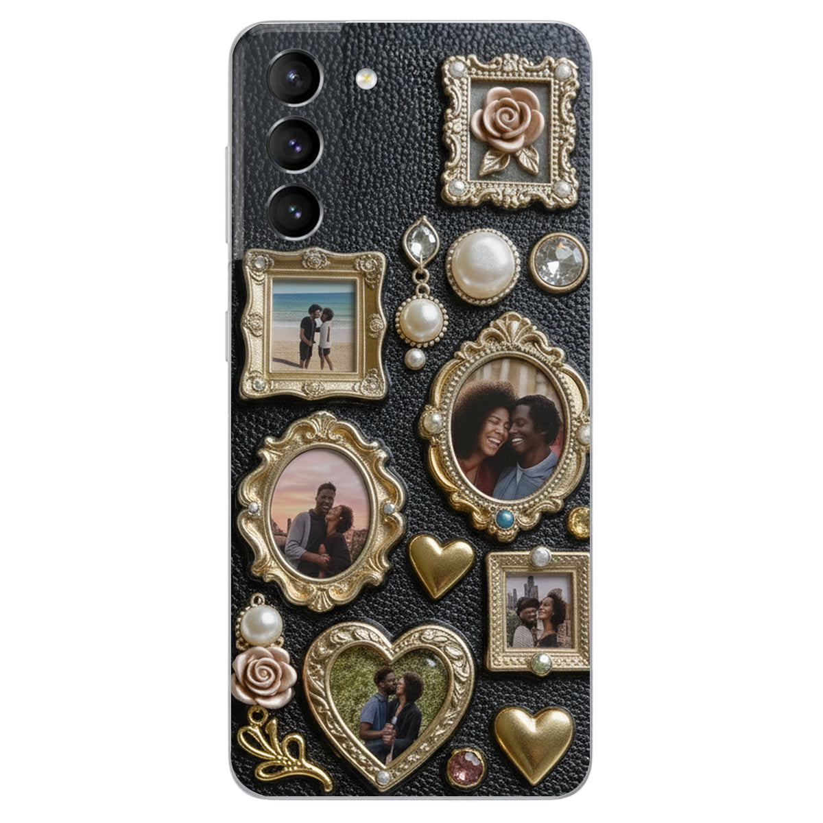 Couple Photo Frame Unique Gift - Personalized Couple Leather Phone Case