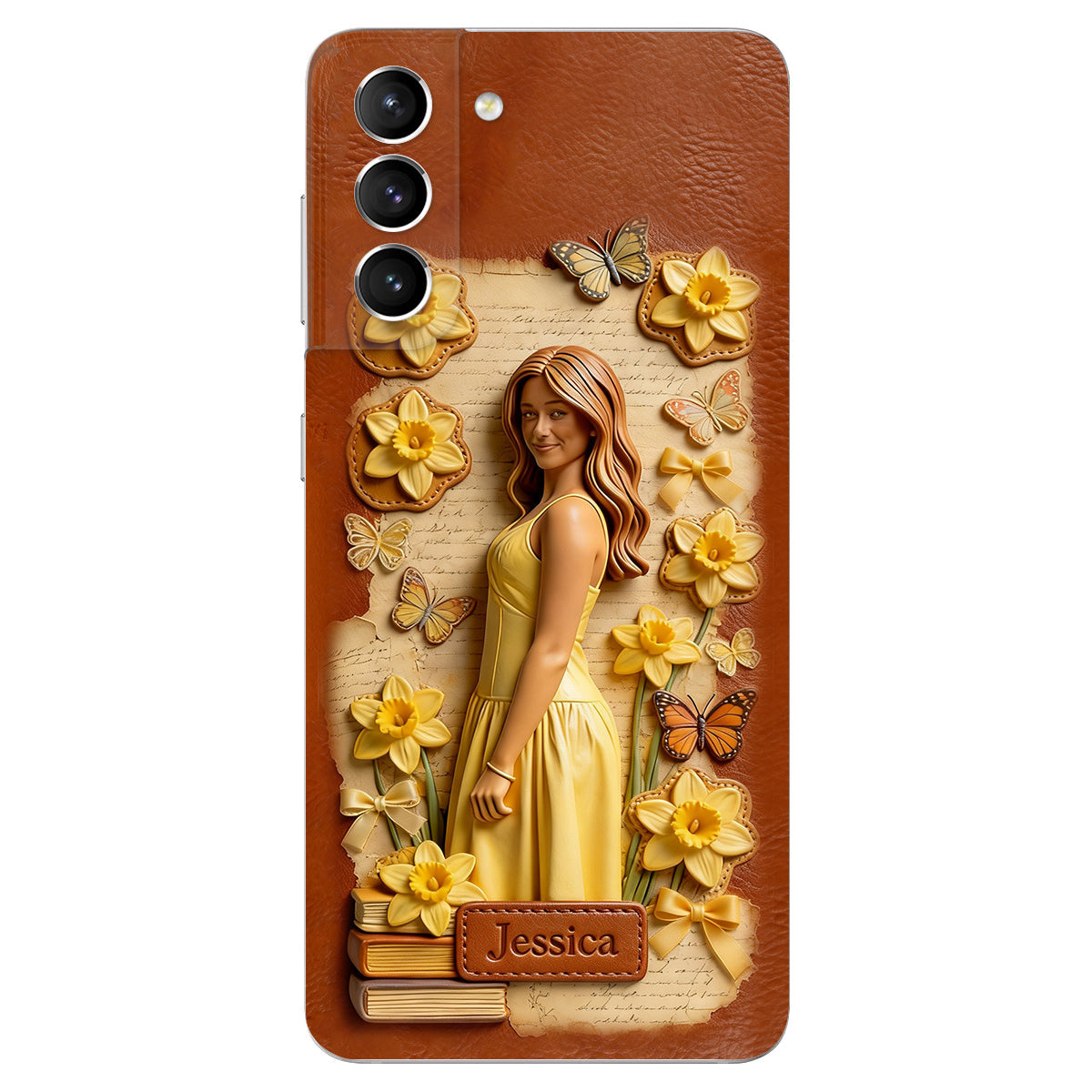 Custom Any Photo Unique Birth Flower - Personalized Self Love Leather Phone Case