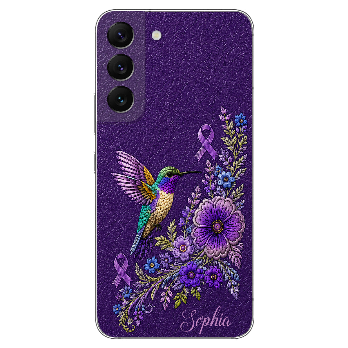 Purple Awareness – Personalized Alzheimer Awareness 3D Embossed Leather Phone Case