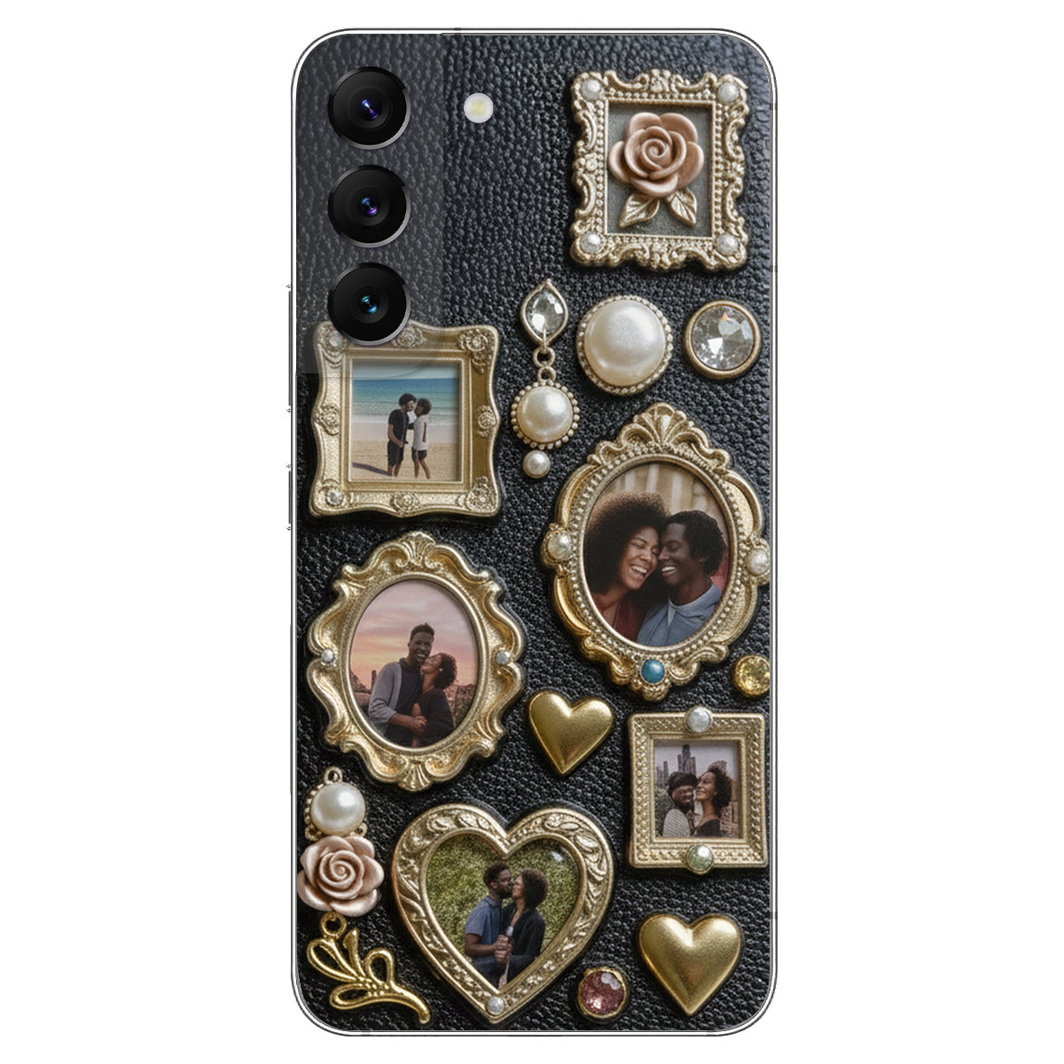 Couple Photo Frame Unique Gift - Personalized Couple Leather Phone Case