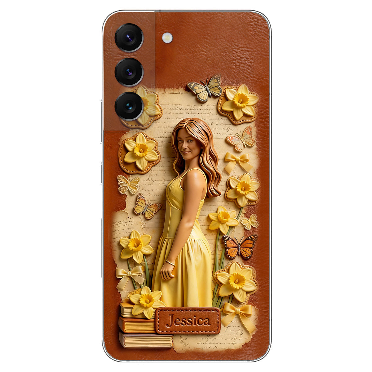 Custom Any Photo Unique Birth Flower - Personalized Self Love Leather Phone Case
