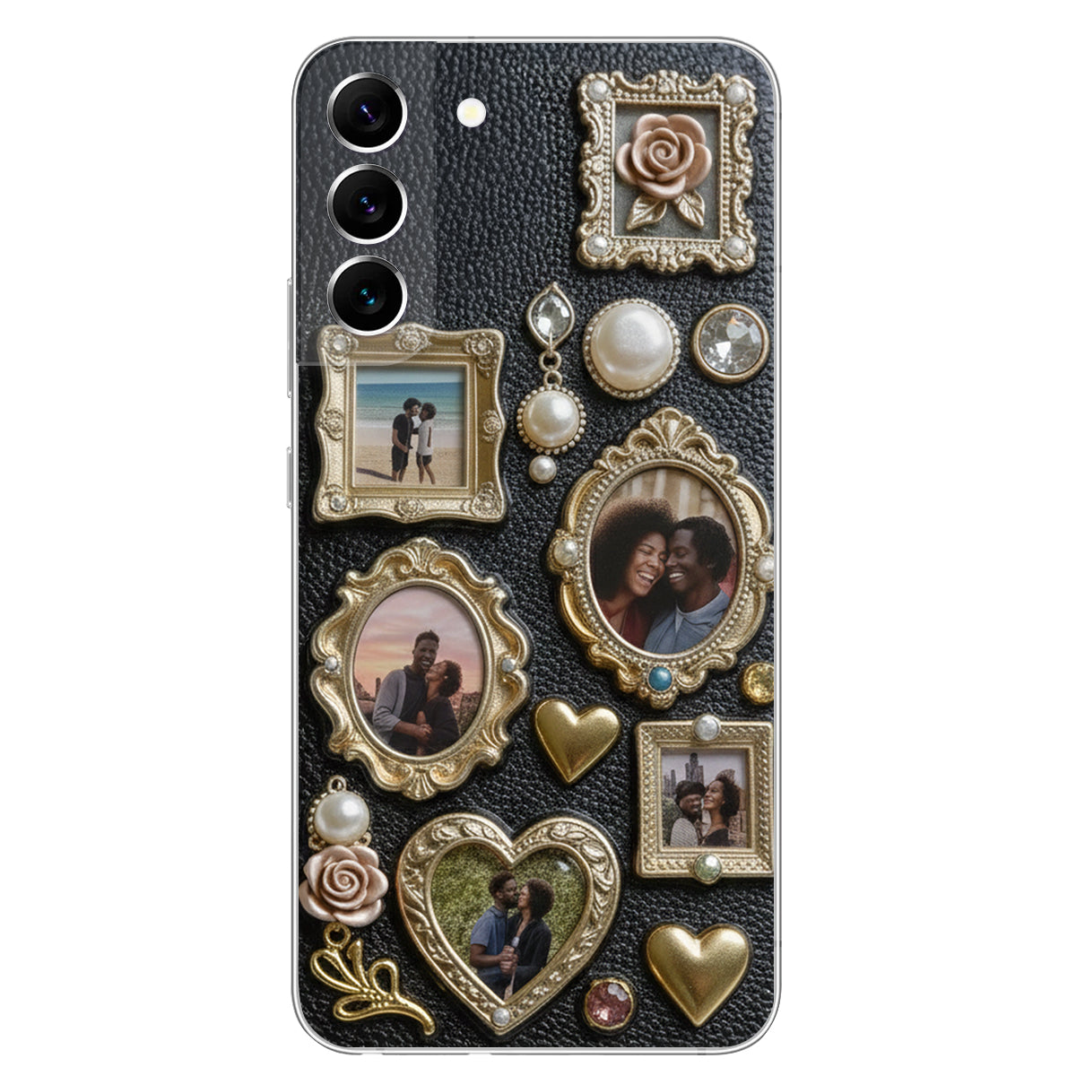 Couple Photo Frame Unique Gift - Personalized Couple Leather Phone Case