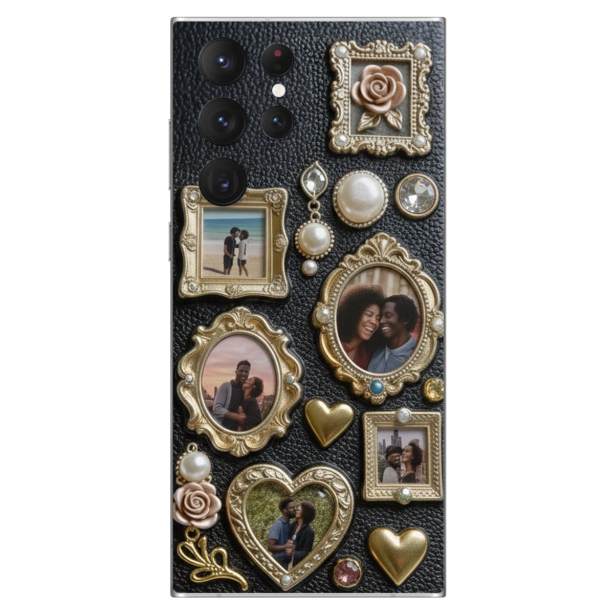 Couple Photo Frame Unique Gift - Personalized Couple Leather Phone Case