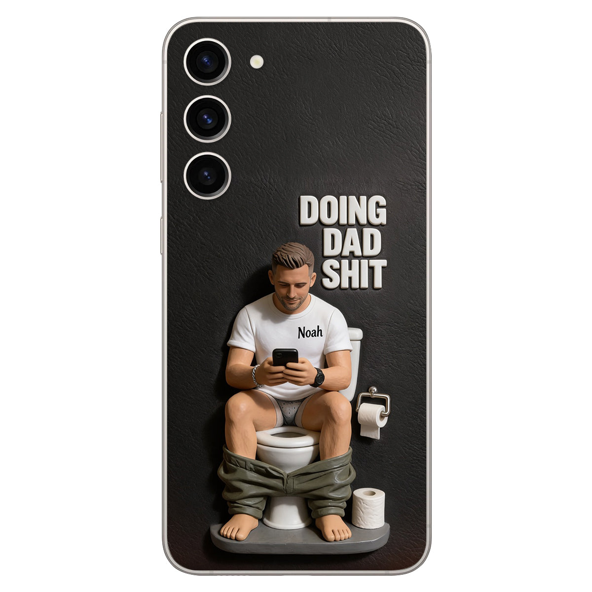 Doing Dad Shit - Personalized Father 3D Embossed Leather Phone Case