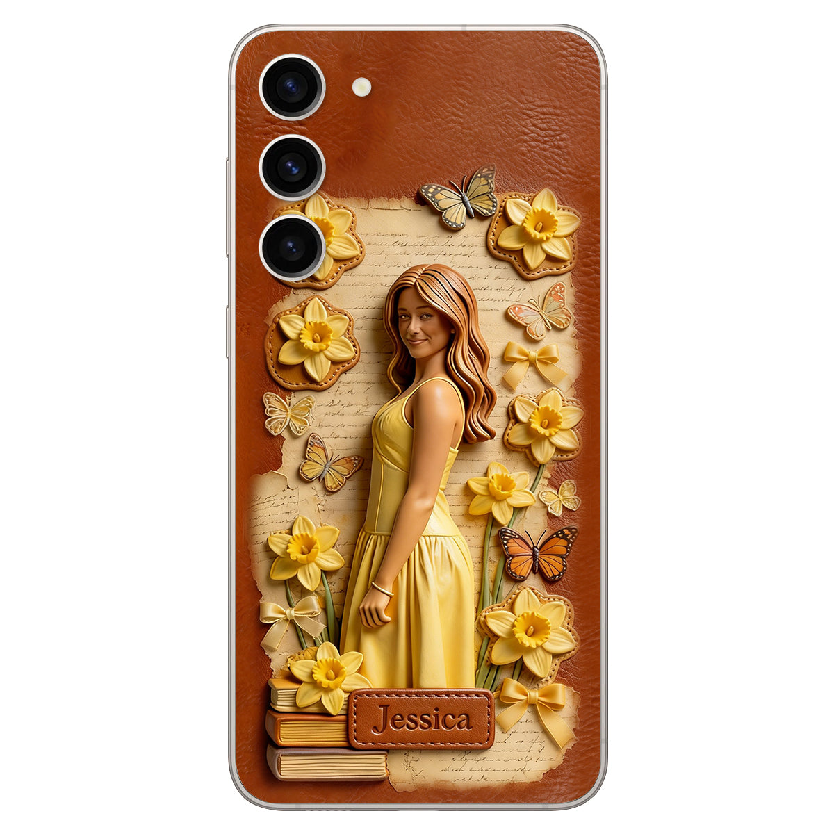 Custom Any Photo Unique Birth Flower - Personalized Self Love Leather Phone Case