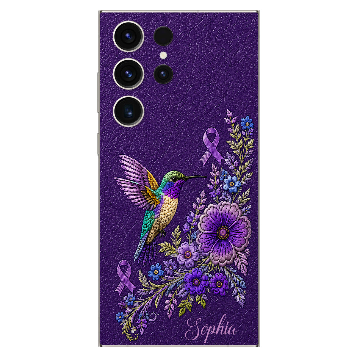 Purple Awareness – Personalized Alzheimer Awareness 3D Embossed Leather Phone Case