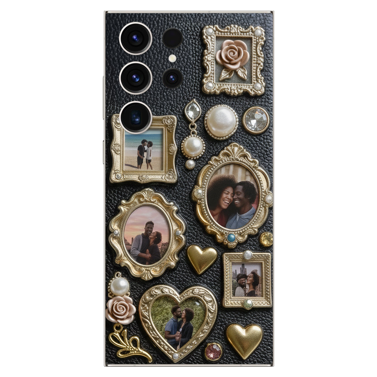 Couple Photo Frame Unique Gift - Personalized Couple Leather Phone Case
