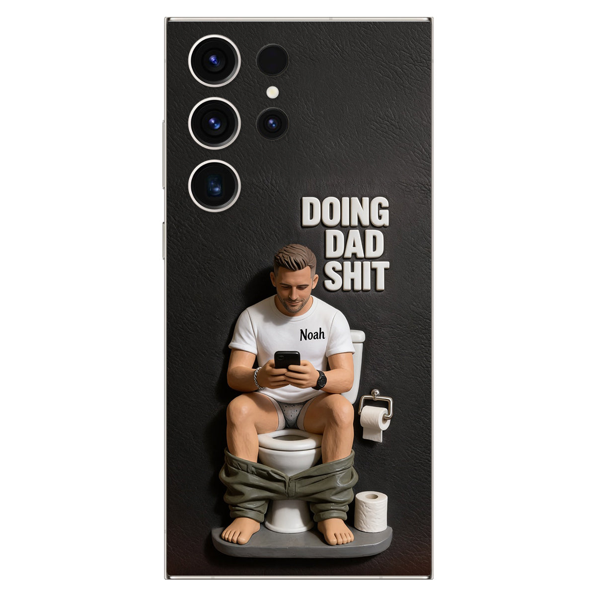 Doing Dad Shit - Personalized Father 3D Embossed Leather Phone Case