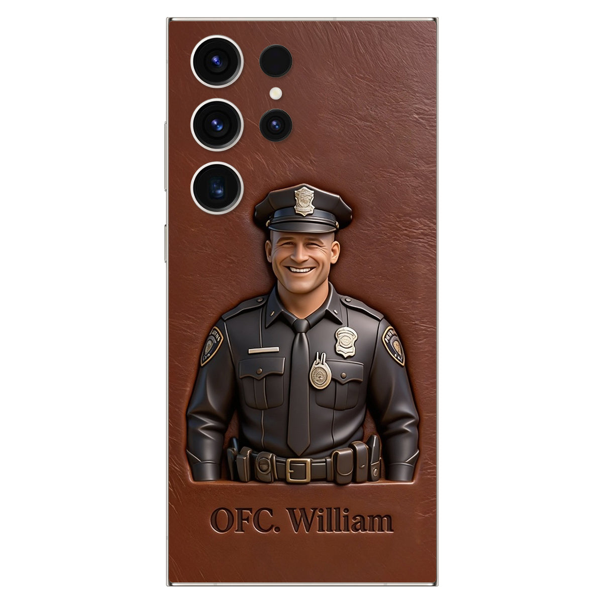 Police Gifts - Personalized Police Officer Leather Phone Case