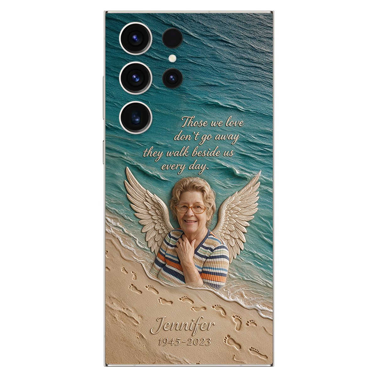 They Walk Beside Us - Personalized Memorial 3D Embossed Leather Phone Case