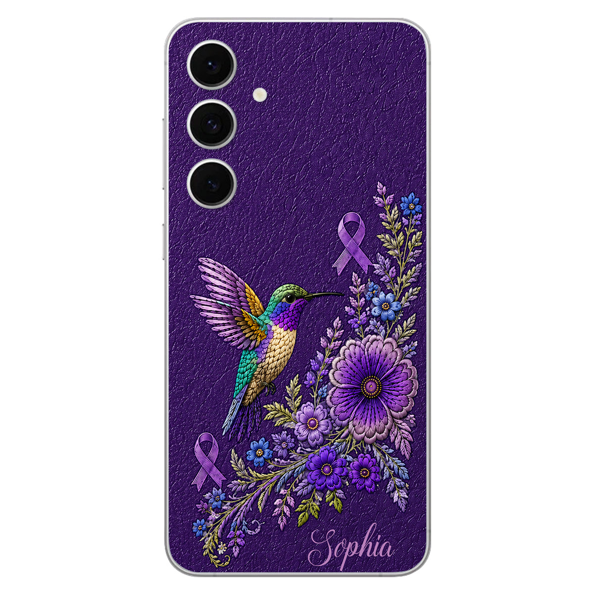 Purple Awareness – Personalized Alzheimer Awareness 3D Embossed Leather Phone Case