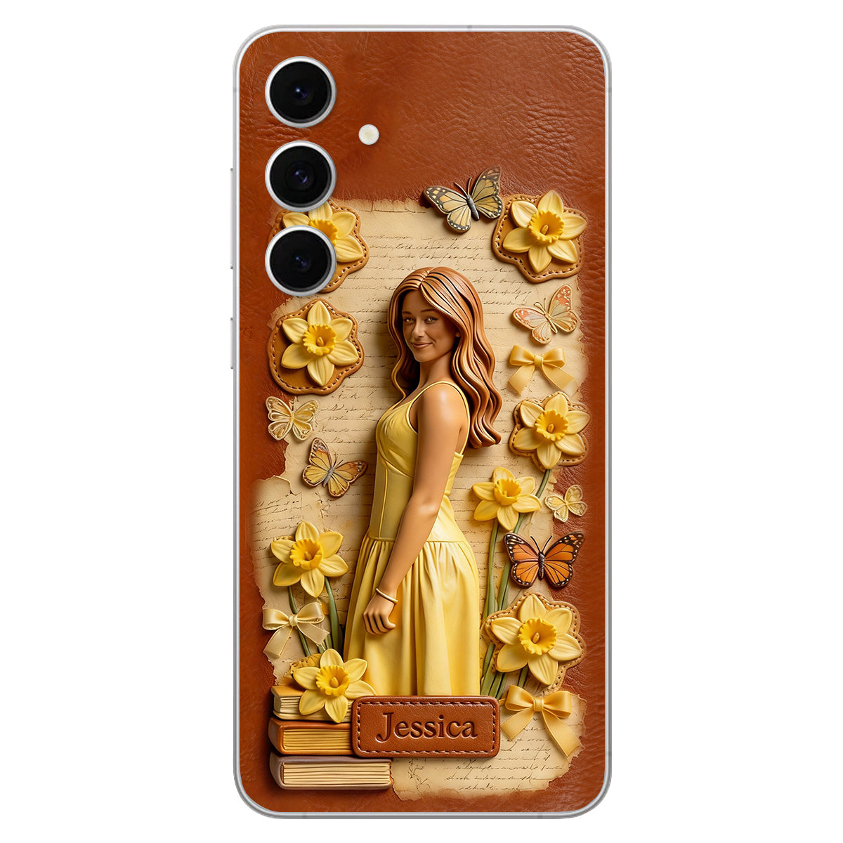 Custom Any Photo Unique Birth Flower - Personalized Self Love Leather Phone Case