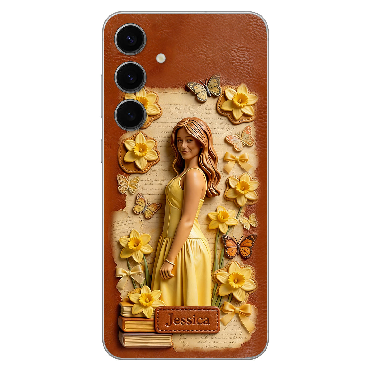 Custom Any Photo Unique Birth Flower - Personalized Self Love Leather Phone Case