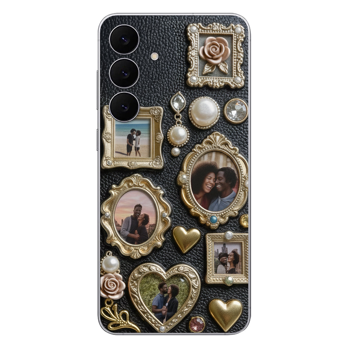Couple Photo Frame Unique Gift - Personalized Couple Leather Phone Case