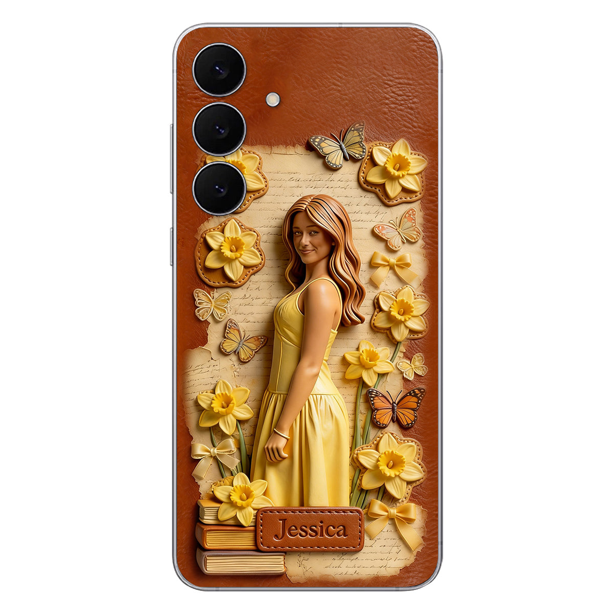 Custom Any Photo Unique Birth Flower - Personalized Self Love Leather Phone Case