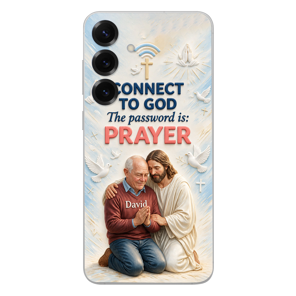 Connect To God - Personalized Christian 3D Embossed Leather Phone Case