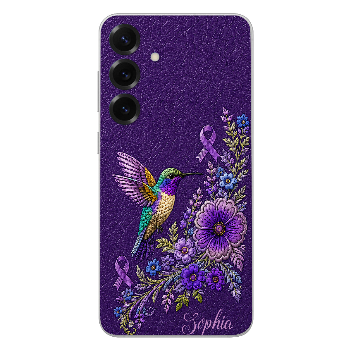 Purple Awareness – Personalized Alzheimer Awareness 3D Embossed Leather Phone Case