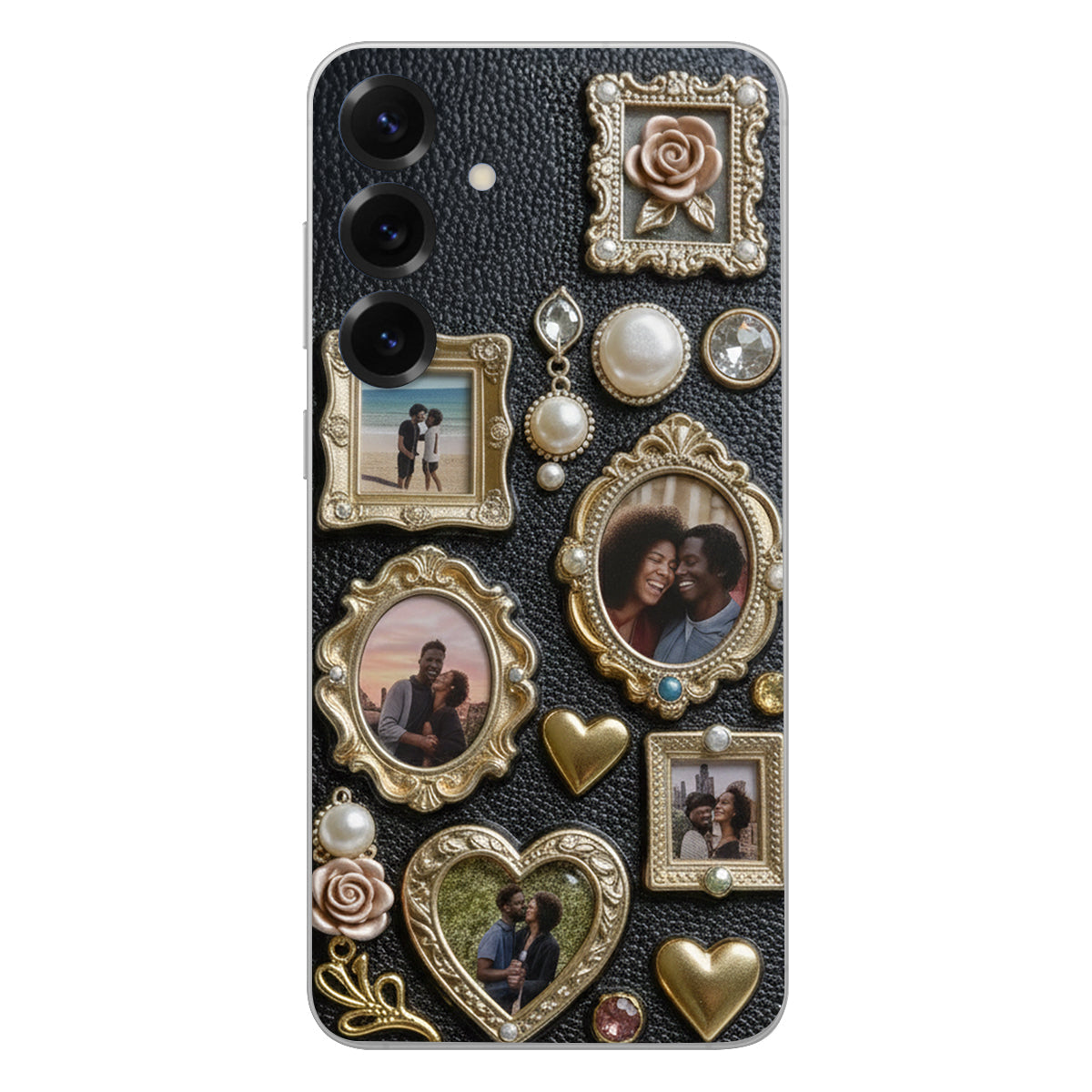 Couple Photo Frame Unique Gift - Personalized Couple Leather Phone Case
