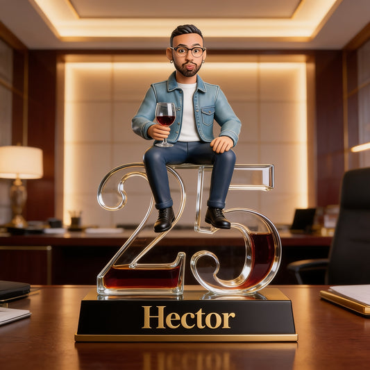 Personalized Latino Man Milestone Birthday Shaped Acrylic Plaque Custom Office Desk Trophy Anniversary Gift for Him Husband Boyfriend