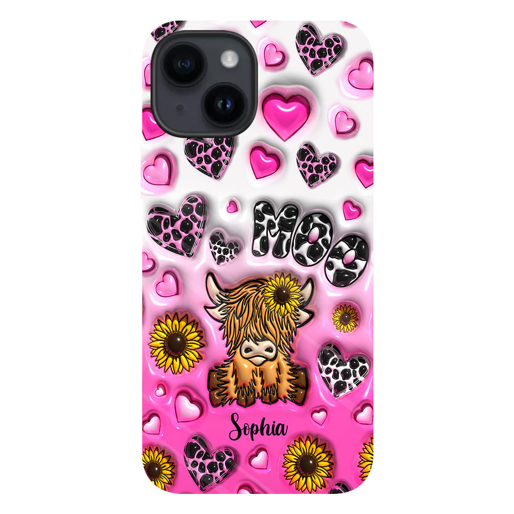 Sunflower Highland Cow - Personalized Full Print Phone Case