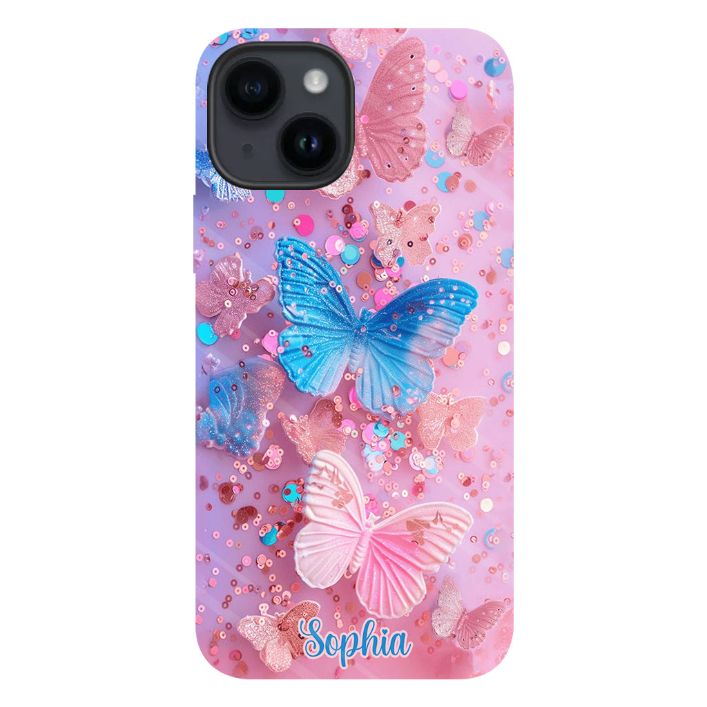 Sparkle Butterflies - Personalized Butterfly Full Print Phone Case