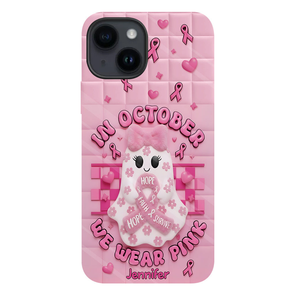 Cute Ghost Breast Cancer - Personalized Breast Cancer Awareness Full Print Phone Case