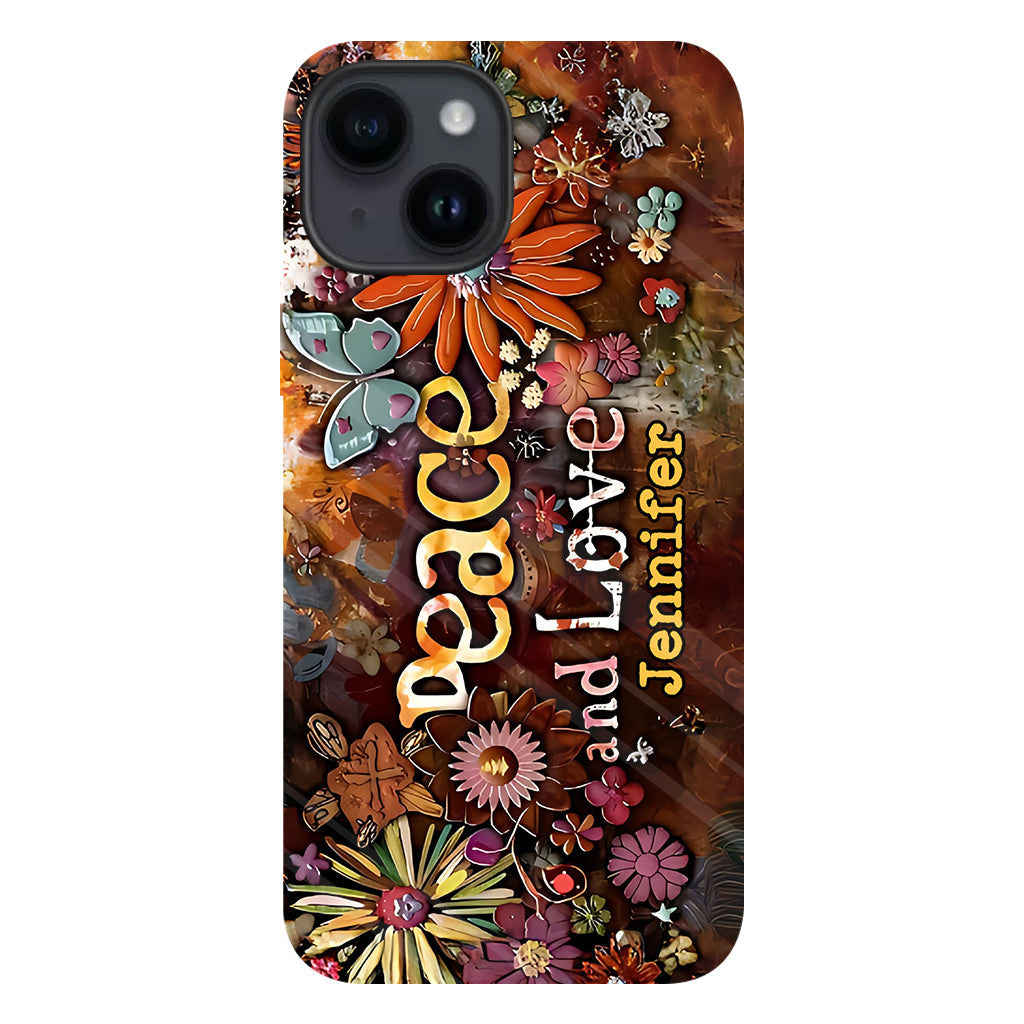 Peace And Love - Personalized Hippie Full Print Phone Case