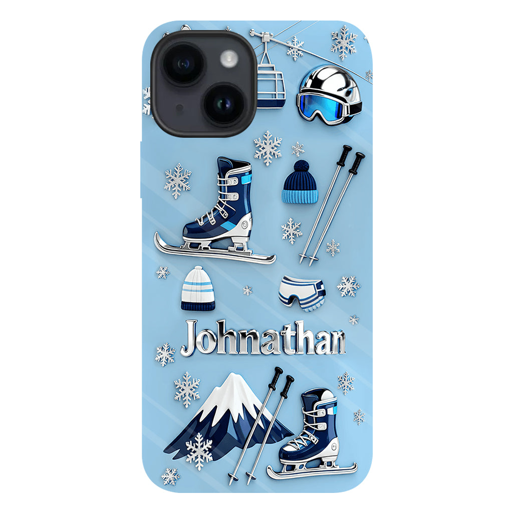 Skiing Makes Me Happy - Personalized Skiing Full Print Phone Case