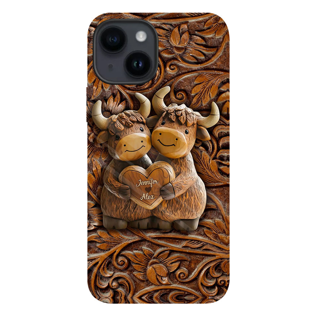 Cute Highland Cow Couple - Personalized Highland Cow Full Print Phone Case