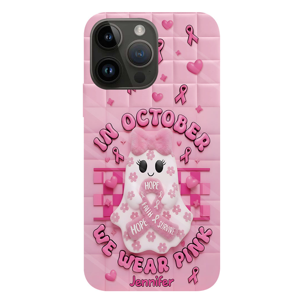 Cute Ghost Breast Cancer - Personalized Breast Cancer Awareness Full Print Phone Case