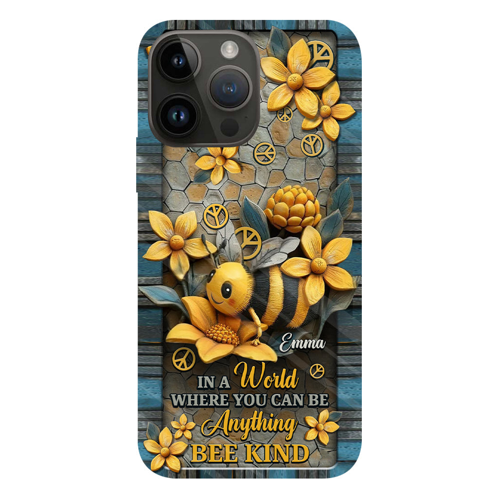 In A World Where You Can Be Anything Be Kind - Personalized Hippie Full Print Phone Case