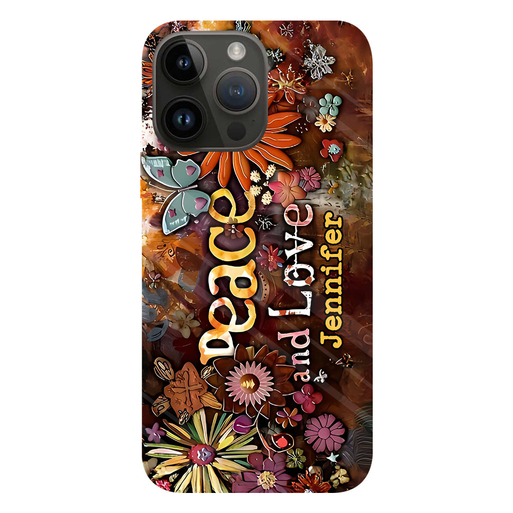 Peace And Love - Personalized Hippie Full Print Phone Case