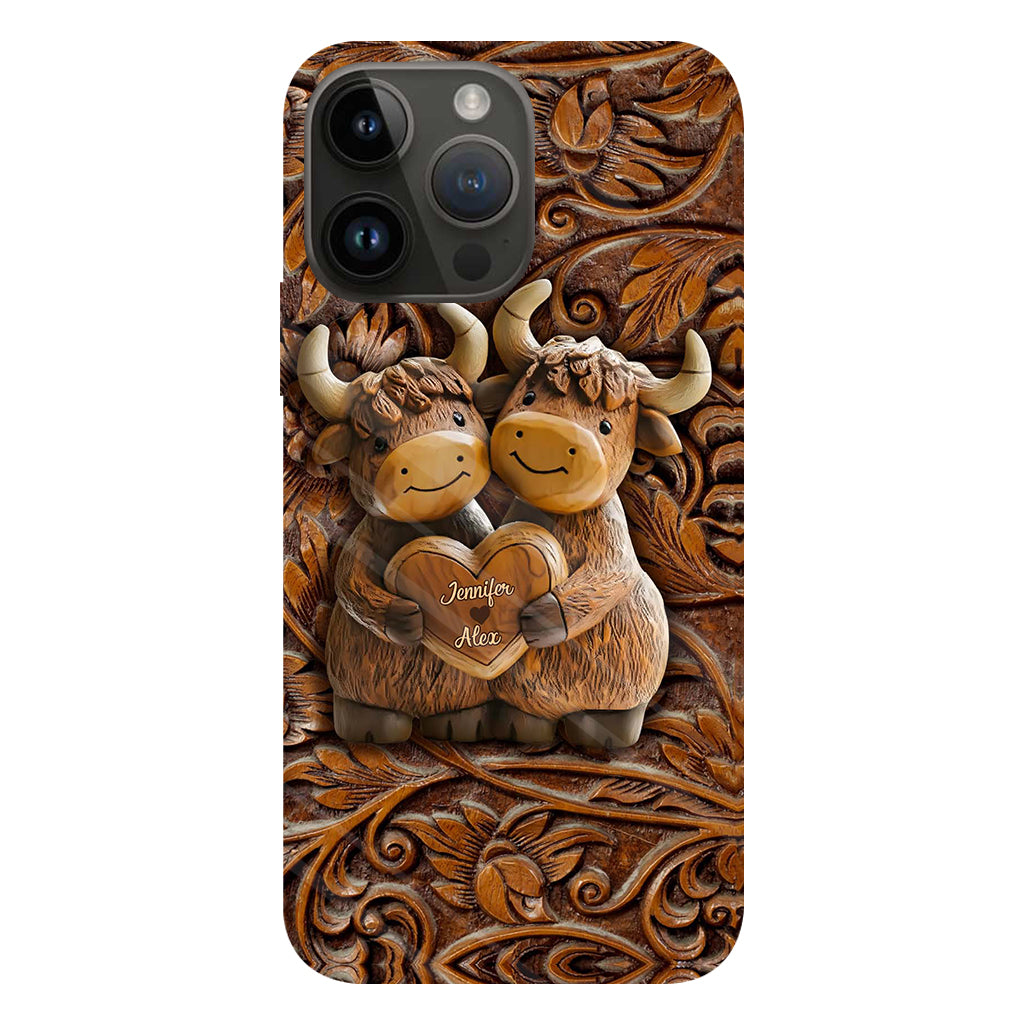 Cute Highland Cow Couple - Personalized Highland Cow Full Print Phone Case