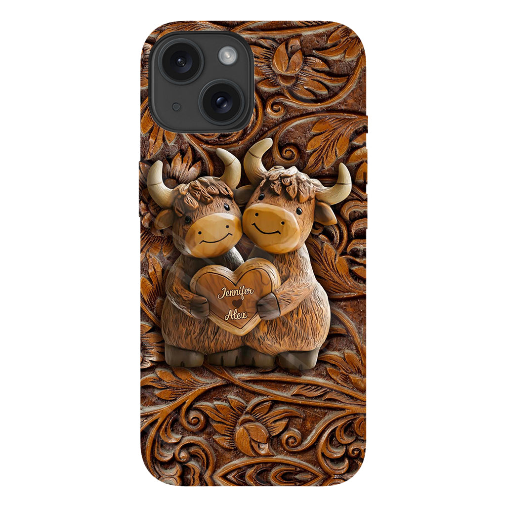 Cute Highland Cow Couple - Personalized Highland Cow Full Print Phone Case